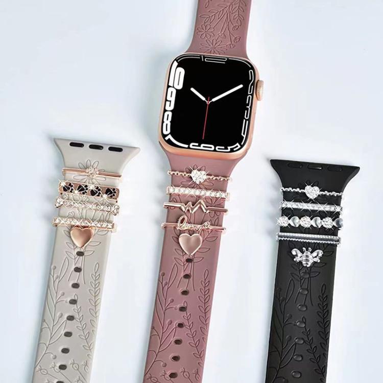 5pcs / Set 20mm Width Smart Watch Silicone Band Decorative Ring Metal Accessories, Style: Gold 1 - Watch Decorations by PMC TechLife | Online Shopping South Africa | PMC TechLife | Buy Now Pay Later Mobicred