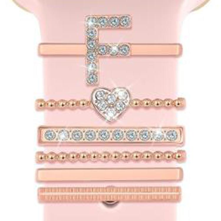 6pcs / Set Smart Watch Silicone Band Decorative Ring Metal Accessories, Size: F(Rose Gold) - Watch Decorations by PMC TechLife | Online Shopping South Africa | PMC TechLife | Buy Now Pay Later Mobicred