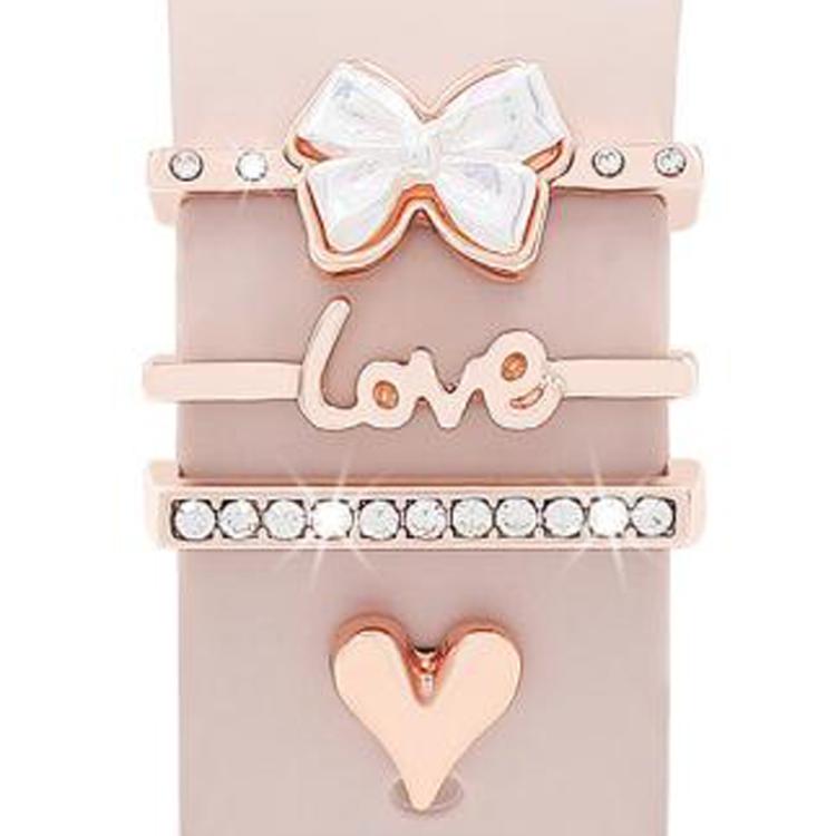 4pcs / Set 22mm Width Smart Watch Silicone Band Decorative Ring Metal Accessories(Love Heart Rose Gold) - Watch Decorations by PMC TechLife | Online Shopping South Africa | PMC TechLife | Buy Now Pay Later Mobicred