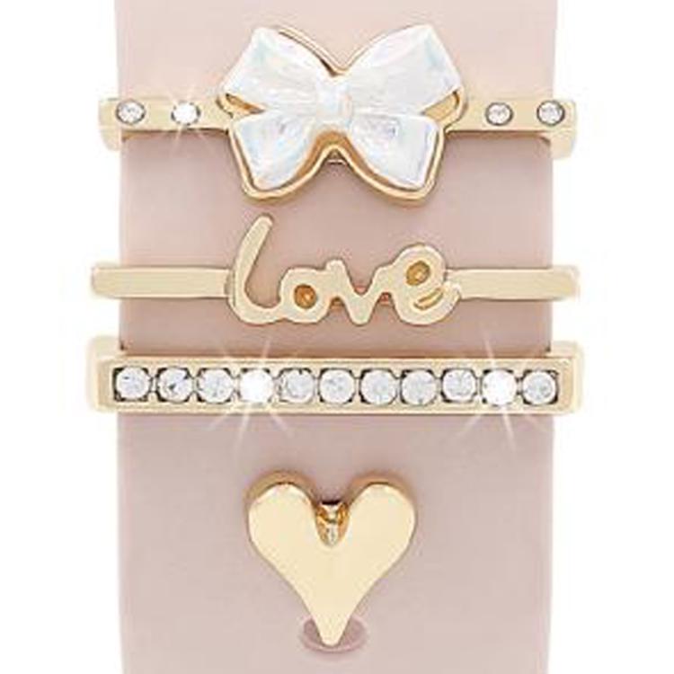 4pcs / Set 22mm Width Smart Watch Silicone Band Decorative Ring Metal Accessories(Love Heart Gold) - Watch Decorations by PMC TechLife | Online Shopping South Africa | PMC TechLife | Buy Now Pay Later Mobicred