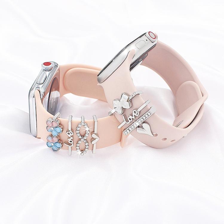 4pcs / Set 22mm Width Smart Watch Silicone Band Decorative Ring Metal Accessories(Love Heart Rose Gold) - Watch Decorations by PMC TechLife | Online Shopping South Africa | PMC TechLife | Buy Now Pay Later Mobicred