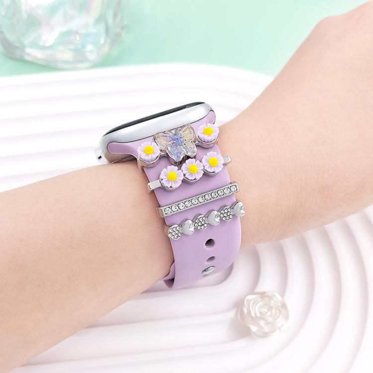 4pcs / Set 22mm Width Smart Watch Butterfly Flower Band Decorative Ring Metal Accessories, Style: 4 - Watch Decorations by PMC TechLife | Online Shopping South Africa | PMC TechLife | Buy Now Pay Later Mobicred