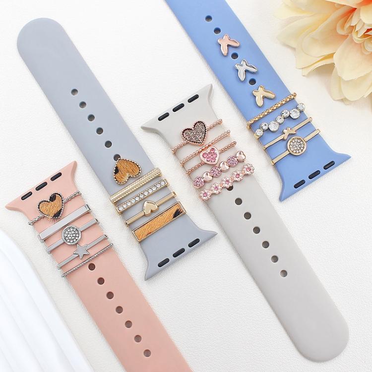22mm Width Smart Watch Silicone Band Decorative Ring Metal Accessories, Style: Love Heart Rose Gold - free shipping - PMc TechLife - Order now!