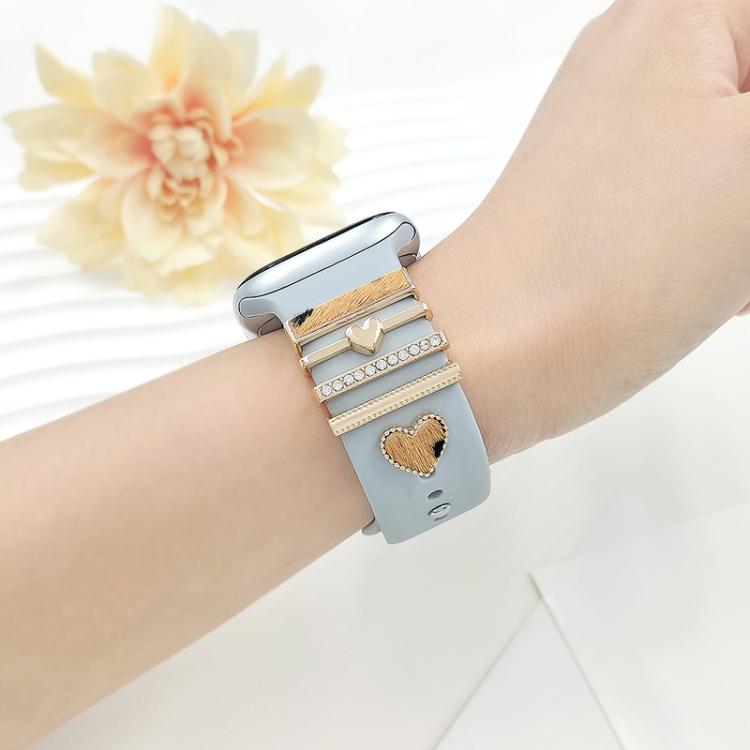 22mm Width Smart Watch Silicone Band Decorative Ring Metal Accessories, Style: LOVE Silver - free shipping - PMc TechLife - Order now!