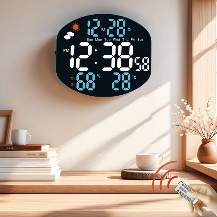 Digital Wall Clock Weather Station Forecast TEMP Humidity 2 Alarm Table Clock With Remote Control(Blue+White) - Wall Clock by PMc TechLife | Online Shopping South Africa | PMc TechLife | Buy Now Pay Later Mobicred