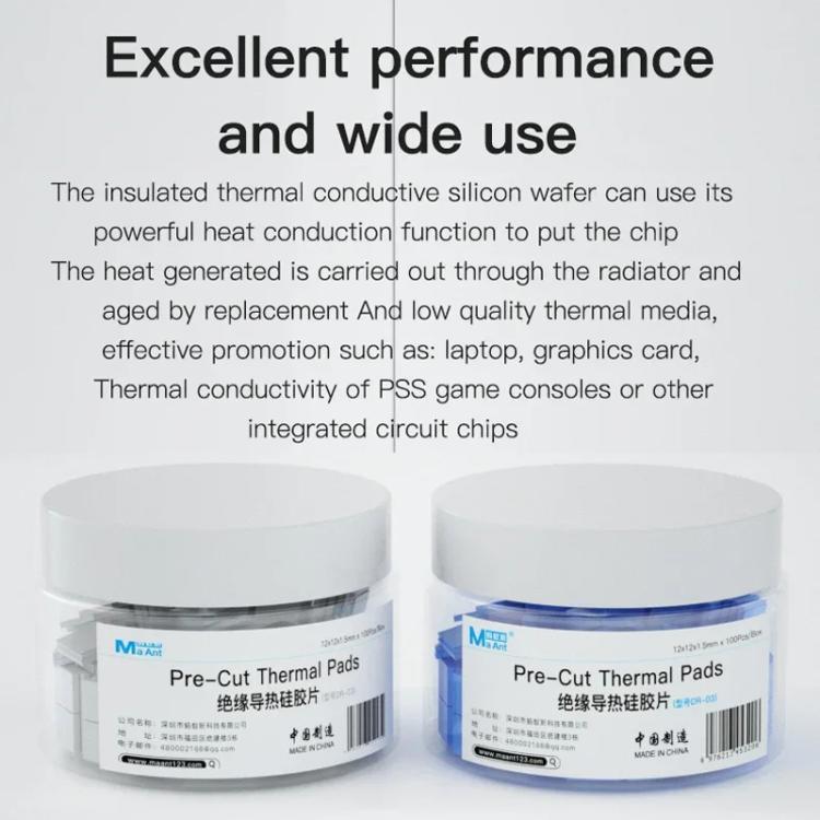 MaAnt DR-03 100pcs /Box Insulating Thermal Conductive Silicone Spacer CPU Thermal Spacer(Blue) - free shipping - PMC TechLife - Order now!