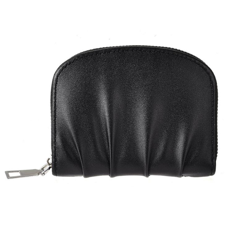 Women Wallet Pleated Sense PU Zipper Short Wallet Simple Solid Color Coin Purse(Black) - free shipping - PMc TechLife - Order now!