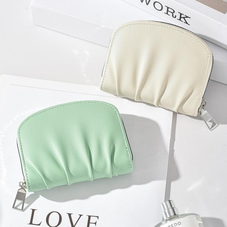 Women Wallet Pleated Sense PU Zipper Short Wallet Simple Solid Color Coin Purse(Pink) - free shipping - PMc TechLife - Order now!