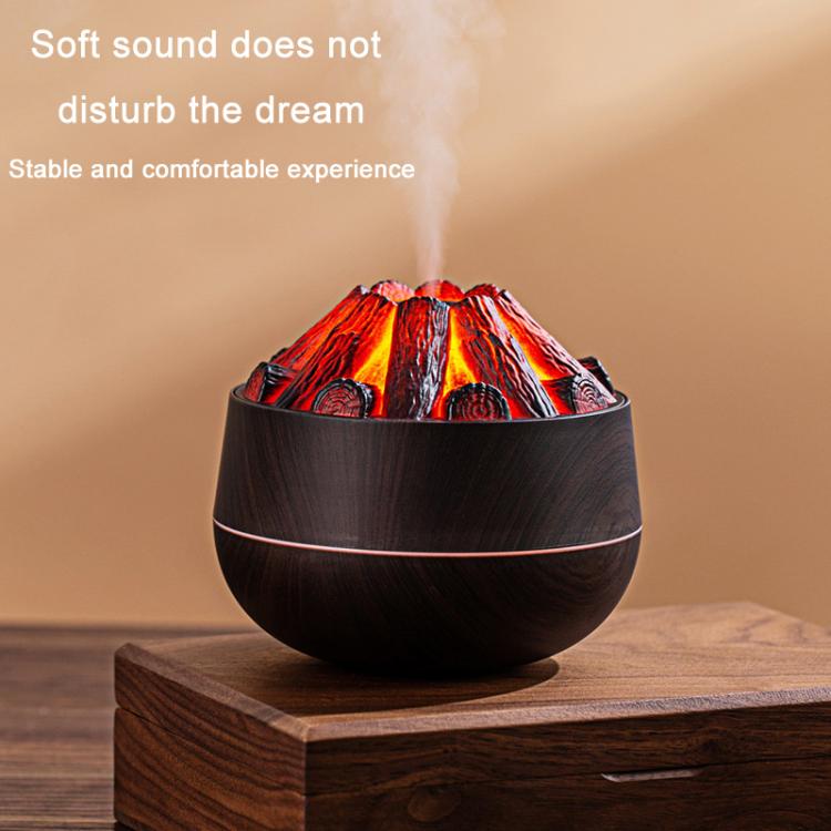 Simulated Charcoal Fire Ambient Night Light Humidifier USB Large Mist Flame Humidifier(Light Wood Grain) - free shipping - PMC TechLife - Order now!