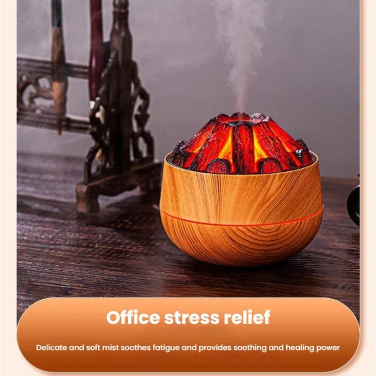 Simulated Charcoal Fire Ambient Night Light Humidifier USB Large Mist Flame Humidifier(Light Wood Grain) - free shipping - PMC TechLife - Order now!