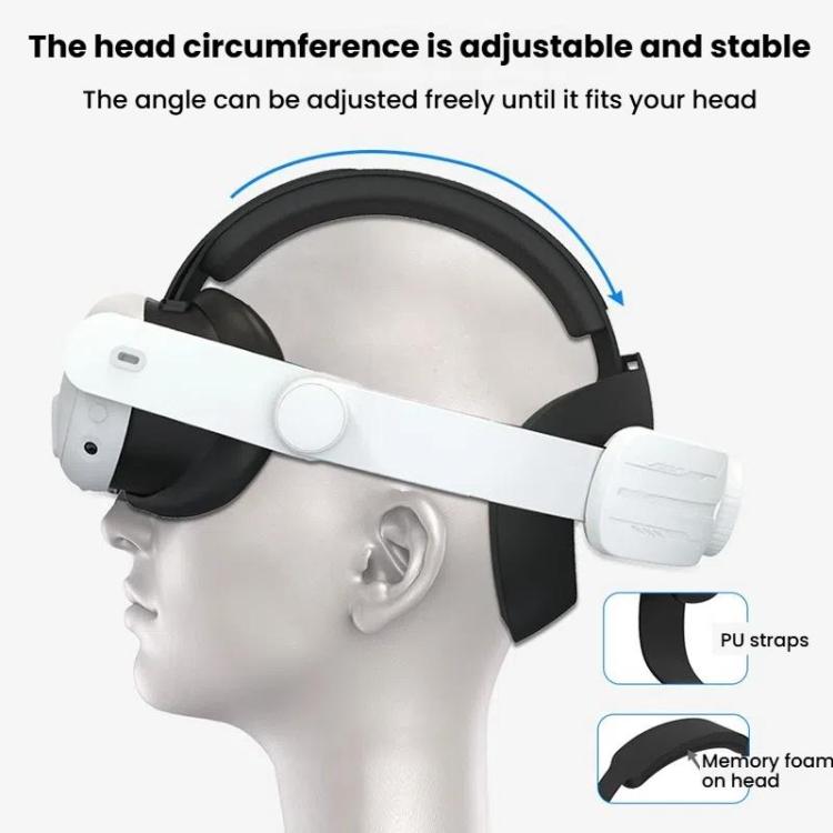For Meta Quest 3 / 3S Adjustable Headband No Face Pressure VR Head Strap Accessories(Black) - VR Accessories by PMc TechLife | Online Shopping South Africa | PMc TechLife | Buy Now Pay Later Mobicred