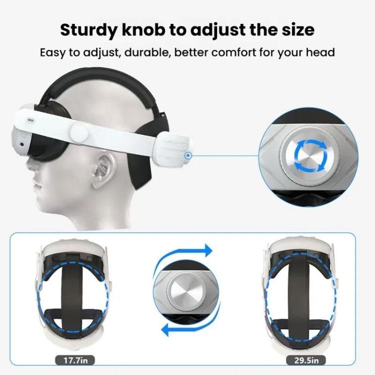 For Meta Quest 3 / 3S Adjustable Headband No Face Pressure VR Head Strap Accessories(White) - free shipping - PMc TechLife - Order now!