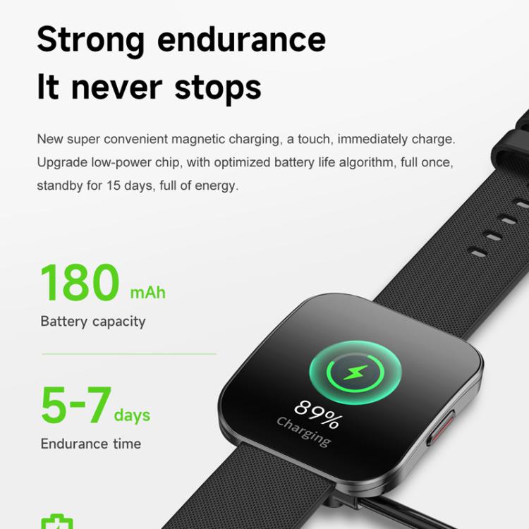QS08 1.85 Inch Full-Screen Smart Watch with Real-Time Heart Rate/Blood Glucose/Blood Oxygen Monitor, SOS Alert, Sleep Tracking(Black) - free shipping - PMC TechLife - Order now!