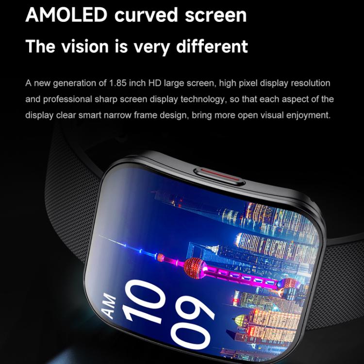 QS08 1.85 Inch Full-Screen Smart Watch with Real-Time Heart Rate/Blood Glucose/Blood Oxygen Monitor, SOS Alert, Sleep Tracking(Black) - free shipping - PMC TechLife - Order now!