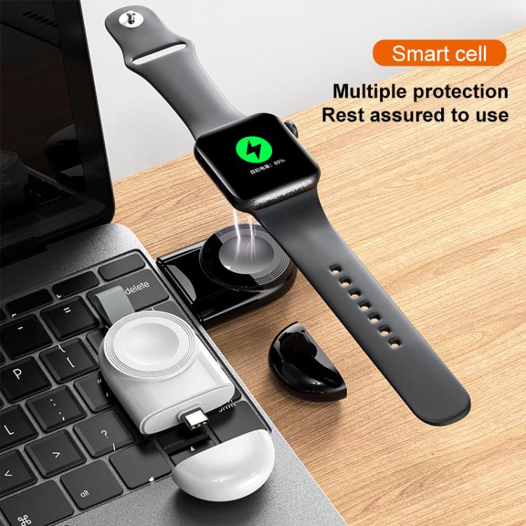 For Apple Watch 1/2/3/4/5/6/7/8/9/10/SE Portable Magnetic Wireless Charger Type-C Smart Wireless Charger(White) - Charger / Holder by PMC TechLife | Online Shopping South Africa | PMC TechLife | Buy Now Pay Later Mobicred