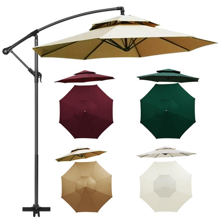 2.7 Meters 8-Rib Replacement Canopy For Outdoor Patio Umbrella Double Top Waterproof Sunshade Fabric(Beige) - Patio Umbrella by PMc TechLife | Online Shopping South Africa | PMc TechLife | Buy Now Pay Later Mobicred