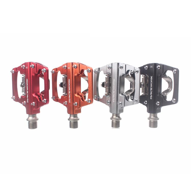 RACEWORK RK213 1pair Mountain Bike SPD + Flat Pedal Self-locking Dual-purpose Pedal(Silver) - free shipping - PMc TechLife - Order now!