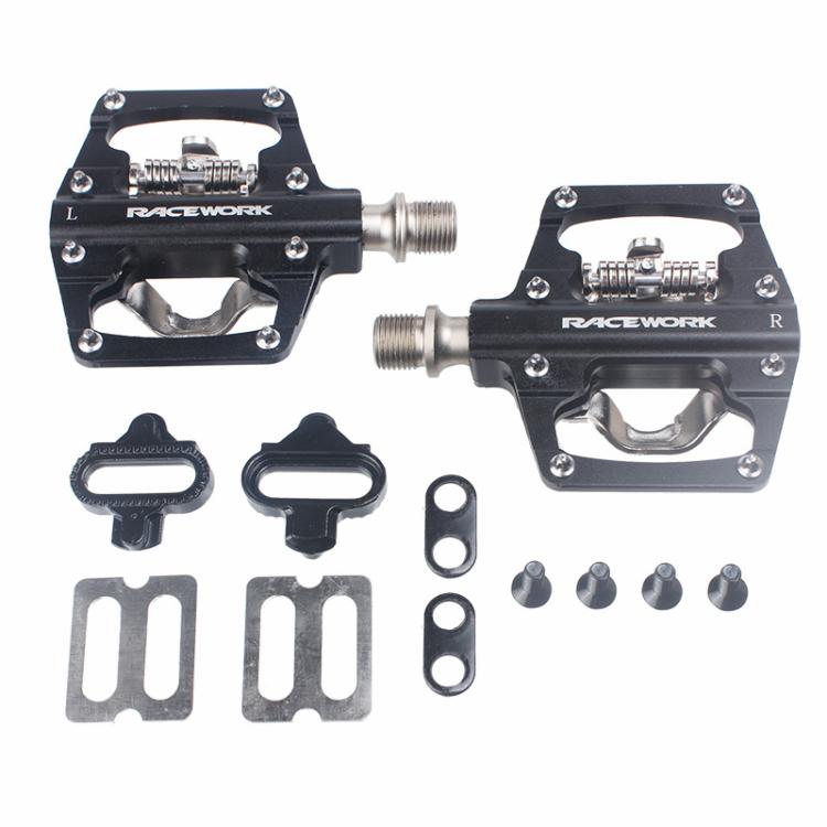 RACEWORK RK213 1pair Mountain Bike SPD + Flat Pedal Self-locking Dual-purpose Pedal(Orange) - free shipping - PMc TechLife - Order now!