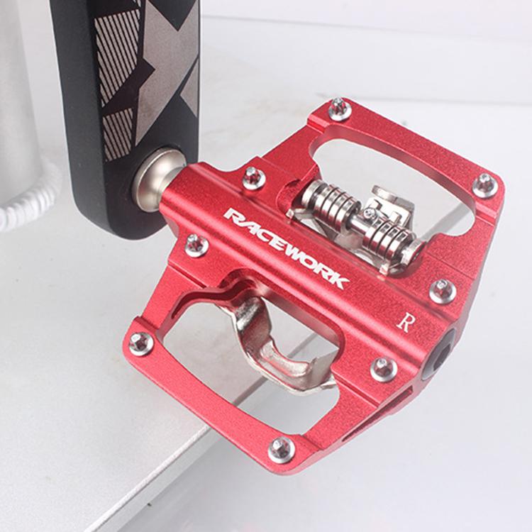 RACEWORK RK213 1pair Mountain Bike SPD + Flat Pedal Self-locking Dual-purpose Pedal(Silver) - free shipping - PMc TechLife - Order now!