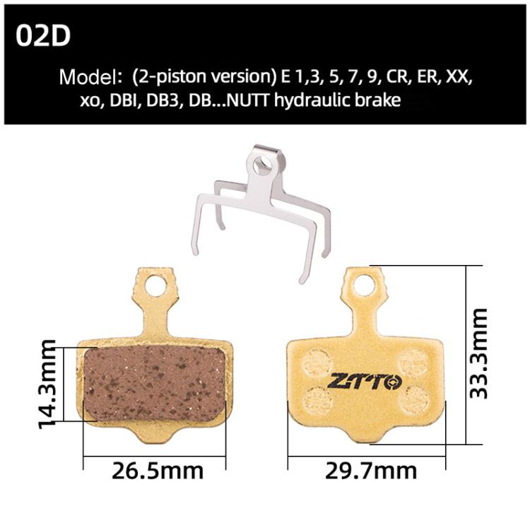 2pairs ZTTO Mountain Bike Full Metal Copper Base Lining Oil Disc Block Brake Pad, Model: MJ-02D - Bicycle Brake Parts by ZTTO | Online Shopping South Africa | PMc TechLife | Buy Now Pay Later Mobicred