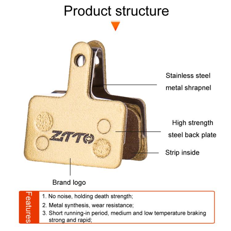 2pairs ZTTO Mountain Bike Full Metal Copper Base Lining Oil Disc Block Brake Pad, Model: MJ-04B - free shipping - PMc TechLife - Order now!
