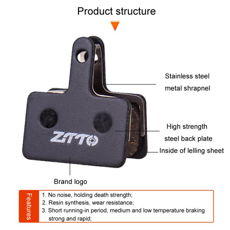 2pairs ZTTO Bicycle Disc Braking Pads Mountain Bike Semi-Metallic Resin Brake Pads, Model: MS-08A - free shipping - PMc TechLife - Order now!