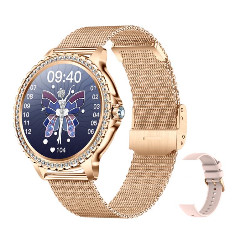 Bluetooth Calling AI Voice Assistant Life Waterproof Sports Smartwatch, Color: Gold Mesh Strap+Silicone Strap - free shipping - PMC TechLife - Order now!