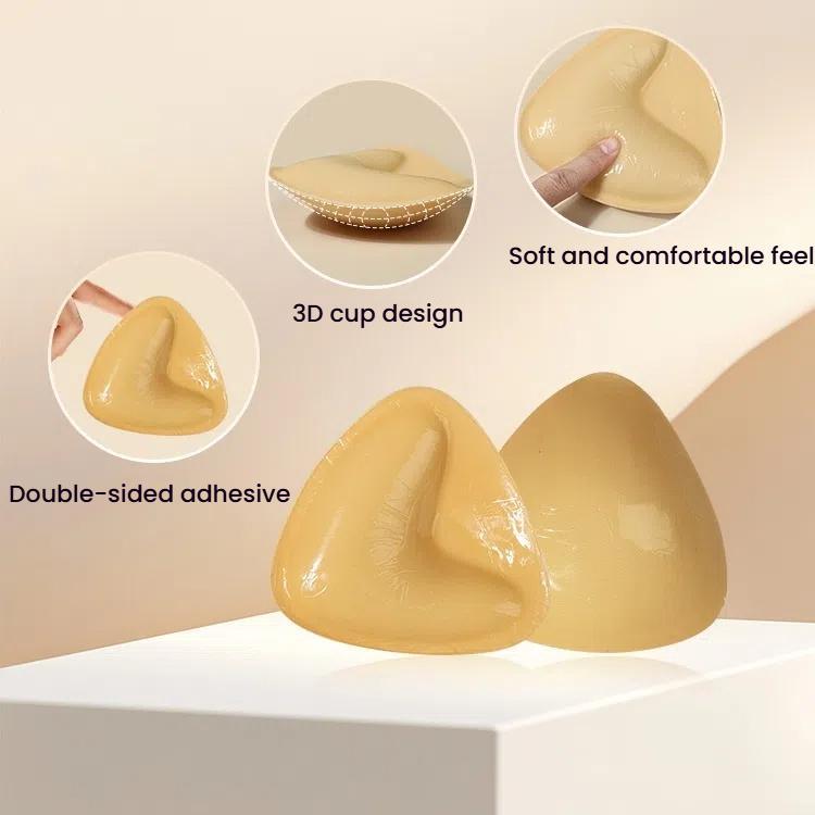 Double-Sided Silicone Thickened Inserts Gather Triangle Breast Pads, Size: S/A(Brown Skin With Orange Box) - free shipping - PMC TechLife - Order now!