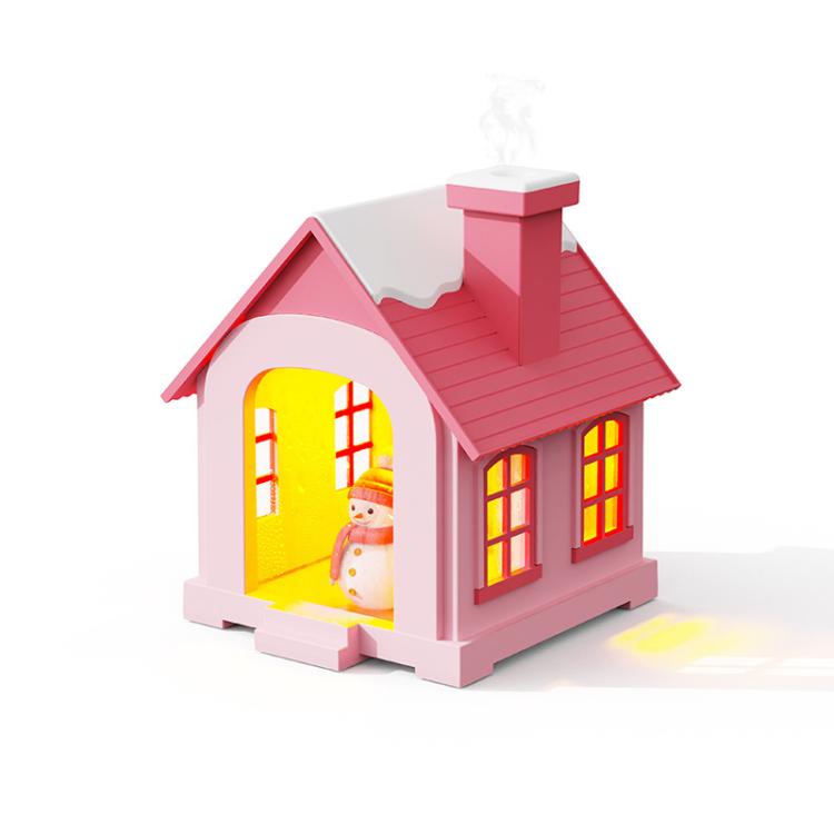 500ML Portable Mini Snow House Humidifier USB Desktop Snowman Colorful Ambient Light Air Humidifiers, Size: Plug-in(Pink) - free shipping - PMC TechLife - Order now!
