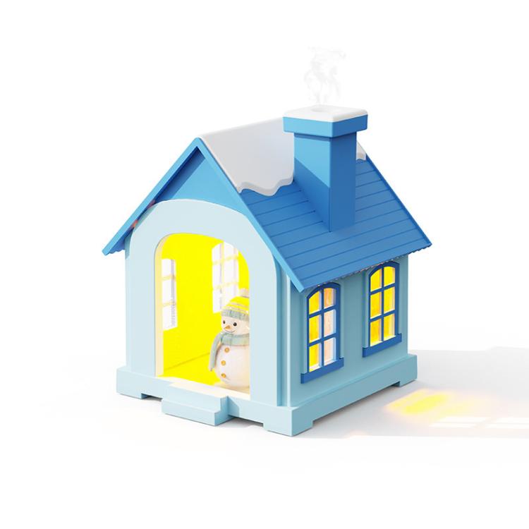 500ML Portable Mini Snow House Humidifier USB Desktop Snowman Colorful Ambient Light Air Humidifiers, Size: Rechargeable(Blue) - free shipping - PMC TechLife - Order now!
