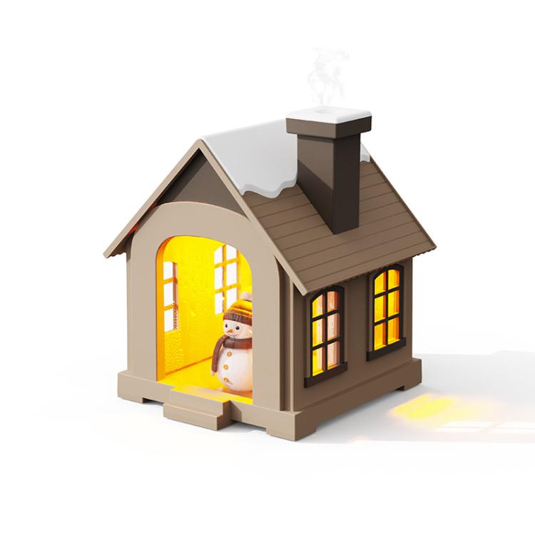500ML Portable Mini Snow House Humidifier USB Desktop Snowman Colorful Ambient Light Air Humidifiers, Size: Rechargeable(Brown) - free shipping - PMC TechLife - Order now!