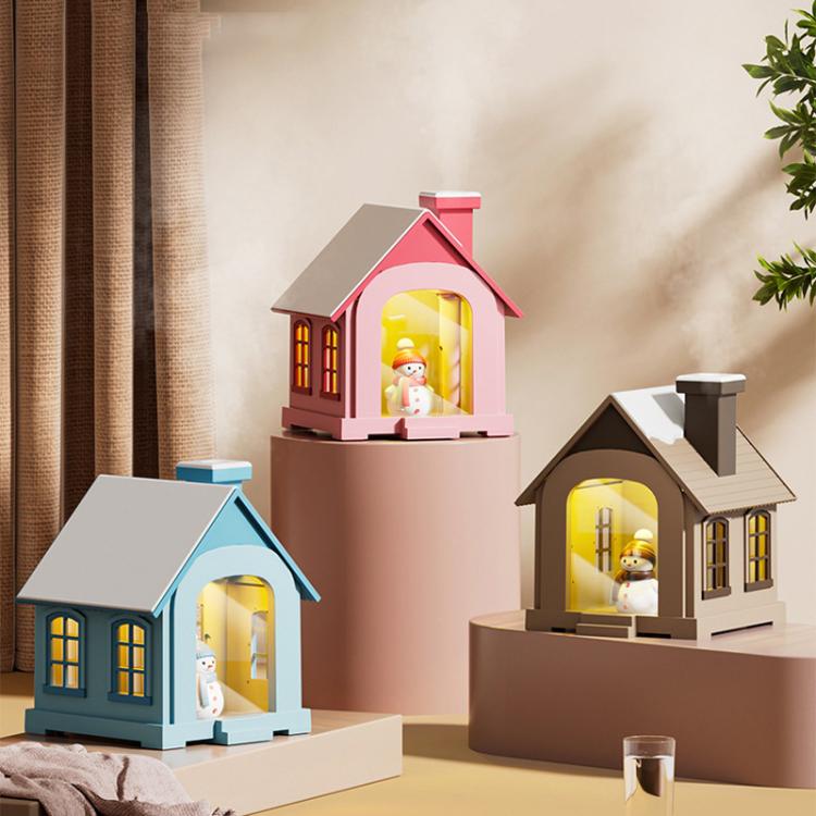 500ML Portable Mini Snow House Humidifier USB Desktop Snowman Colorful Ambient Light Air Humidifiers, Size: Plug-in(Brown) - free shipping - PMC TechLife - Order now!