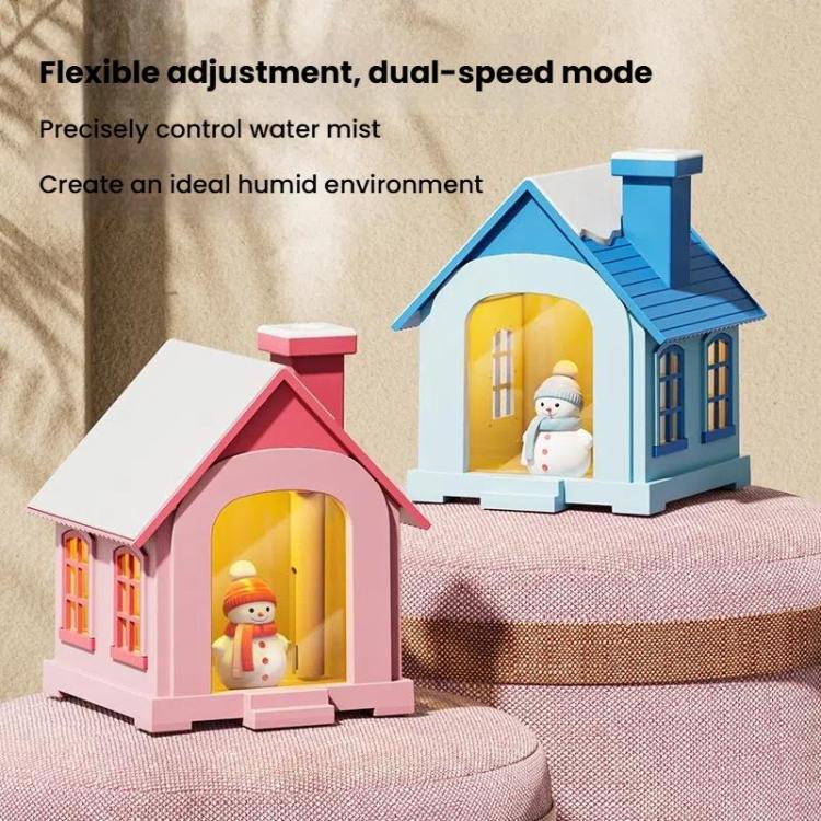 500ML Portable Mini Snow House Humidifier USB Desktop Snowman Colorful Ambient Light Air Humidifiers, Size: Rechargeable(Blue) - free shipping - PMC TechLife - Order now!