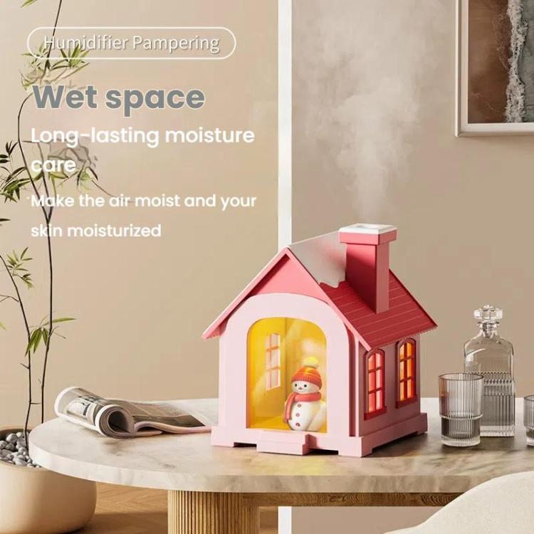 500ML Portable Mini Snow House Humidifier USB Desktop Snowman Colorful Ambient Light Air Humidifiers, Size: Rechargeable(Blue) - free shipping - PMC TechLife - Order now!