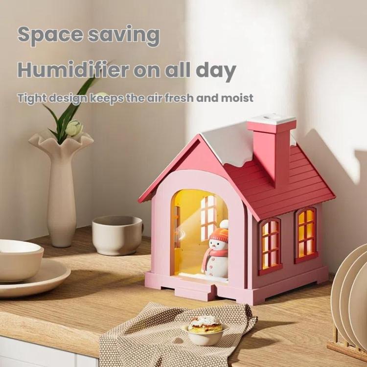 500ML Portable Mini Snow House Humidifier USB Desktop Snowman Colorful Ambient Light Air Humidifiers, Size: Rechargeable(Blue) - free shipping - PMC TechLife - Order now!