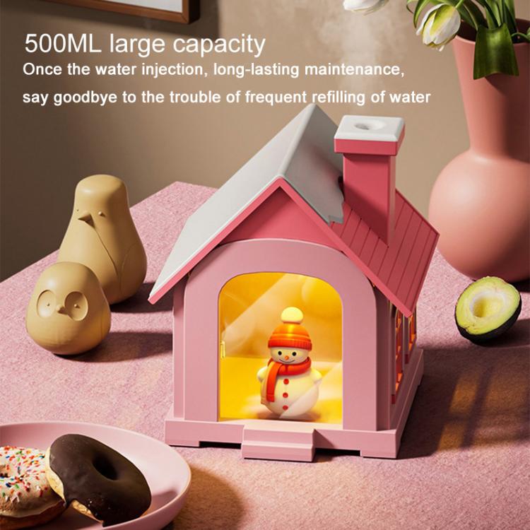 500ML Portable Mini Snow House Humidifier USB Desktop Snowman Colorful Ambient Light Air Humidifiers, Size: Rechargeable(Blue) - free shipping - PMC TechLife - Order now!