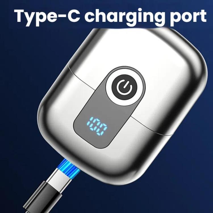 Portable Mini Dual Head Electric Shaver for Men - LCD Display, Floating Blades, Waterproof, USB-C Rechargeable(Silver) - free shipping - PMC TechLife - Order now!
