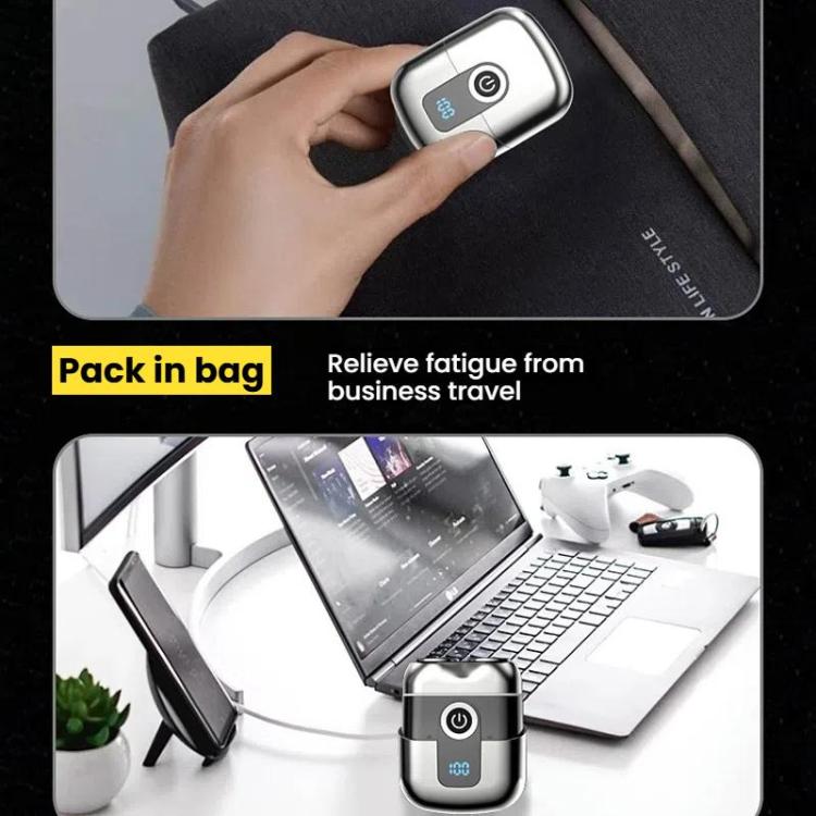 Portable Mini Dual Head Electric Shaver for Men - LCD Display, Floating Blades, Waterproof, USB-C Rechargeable(Gray) - free shipping - PMC TechLife - Order now!