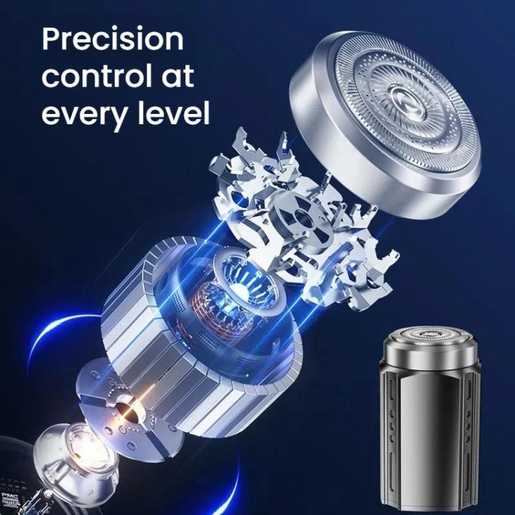 Portable Electric Shaver for Men with LCD Display ��� Travel-Friendly Mini Shaver, USB Type-C Fast Charging, Waterproof & Washable Design, Style: 6-blade Head Dark Metallic Gray - free shipping - PMC TechLife - Order now!