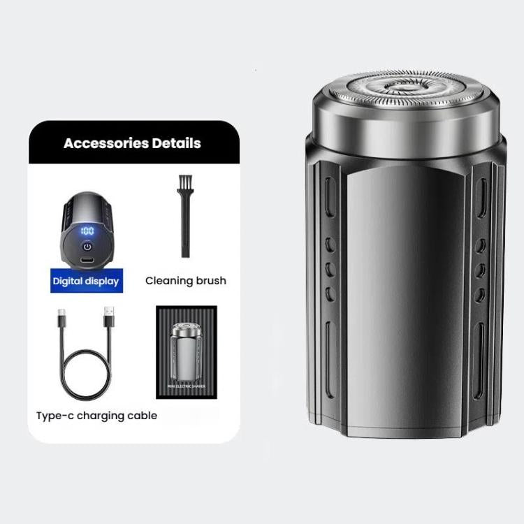 Portable Electric Shaver for Men with LCD Display ��� Travel-Friendly Mini Shaver, USB Type-C Fast Charging, Waterproof & Washable Design, Style: 6-blade Head Black - free shipping - PMC TechLife - Order now!