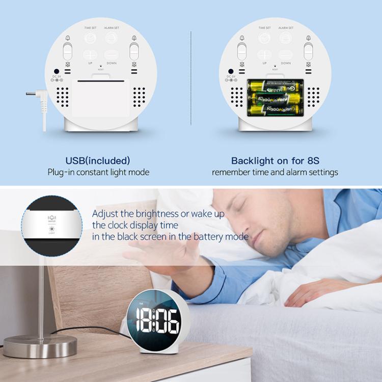 EDUP EH-8816 Simple Digital Electronic Clock Night Light Battery Plug-in Dual Power Mode Alarm Clock(Black Case White Letter) - free shipping - PMC TechLife - Order now!