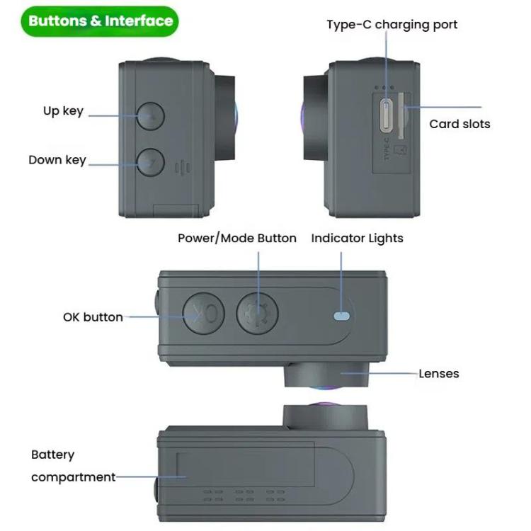 M40TRW With Touch Screen + Remote Control + Microphone 5K Action Camera Anti-Shake Outdoor HD Shooting Cycling Recorder Under Dive Camera - free shipping - PMC TechLife - Order now!