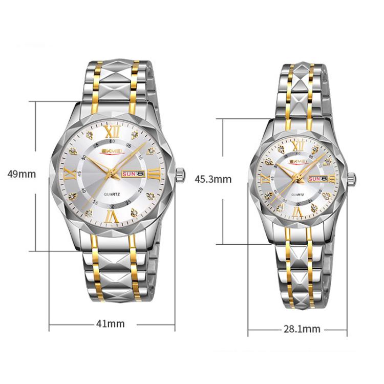 SKMEI Business Casual Watches Diamond Case Luminous Waterproof Quartz Watch, Style: Men Silver Case Gray Dial - free shipping - PMC TechLife - Order now!