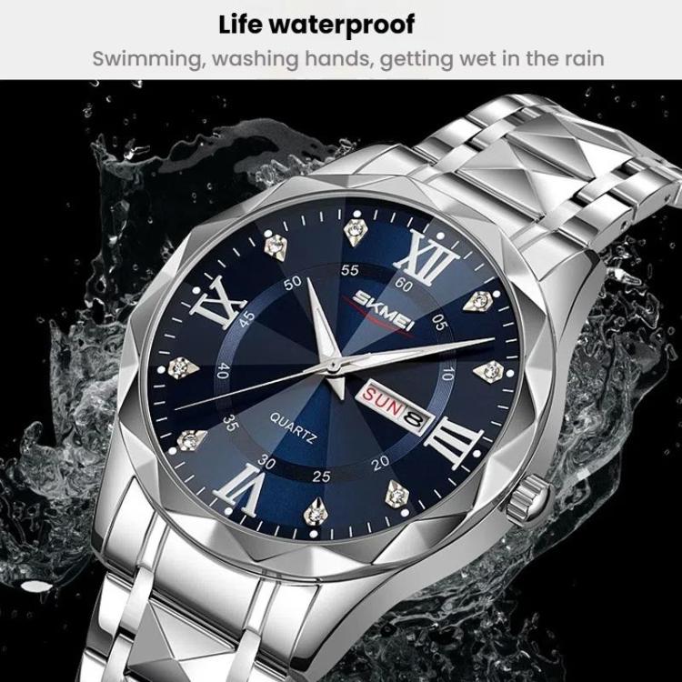 SKMEI Business Casual Watches Diamond Case Luminous Waterproof Quartz Watch, Style: Women Silver Gold Strap Green Dial - free shipping - PMC TechLife - Order now!