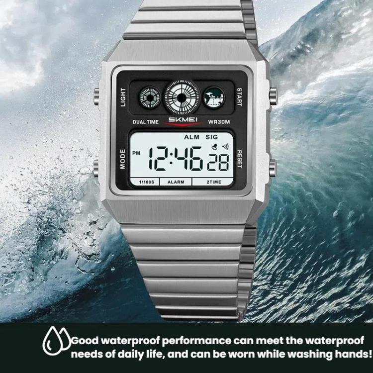 SKMEI 2450 Men Business Multifunctional Watch Casual Waterproof Square Electronic Watch(Gold) - free shipping - PMC TechLife - Order now!