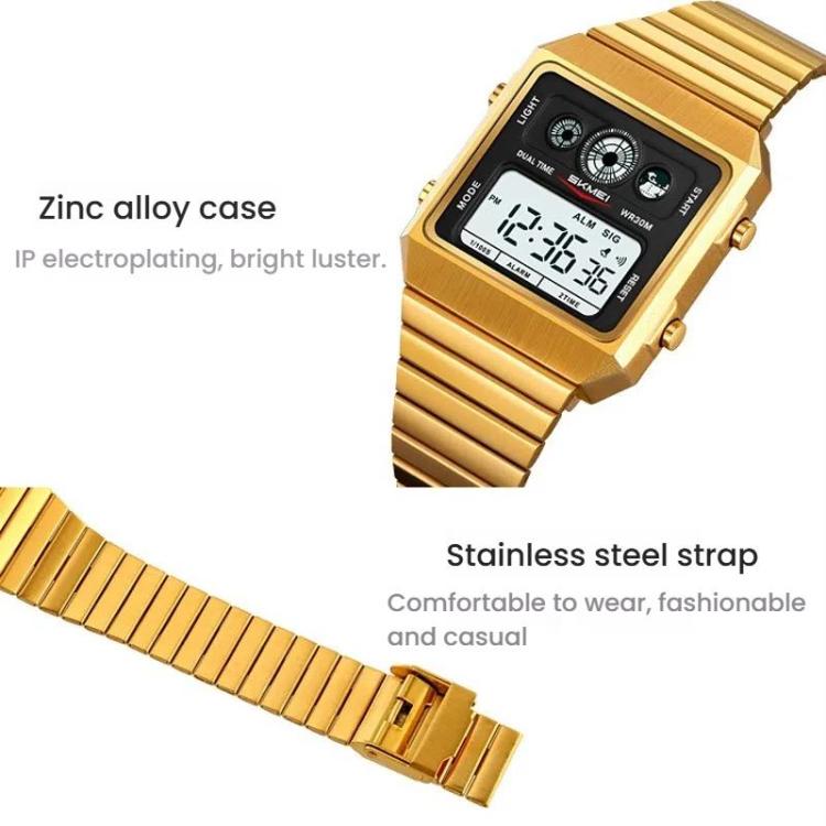 SKMEI 2450 Men Business Multifunctional Watch Casual Waterproof Square Electronic Watch(Black) - free shipping - PMC TechLife - Order now!