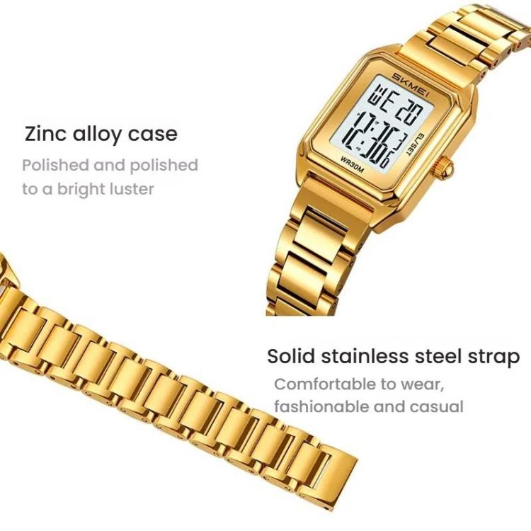SKMEI 2493 Small Women Electronic Watch Square Steel Strap Watch, Style: Black Case Black - free shipping - PMC TechLife - Order now!