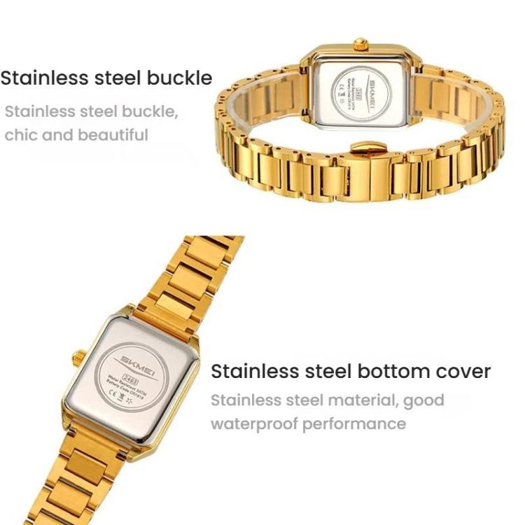 SKMEI 2493 Small Women Electronic Watch Square Steel Strap Watch, Style: Black Case Black - free shipping - PMC TechLife - Order now!