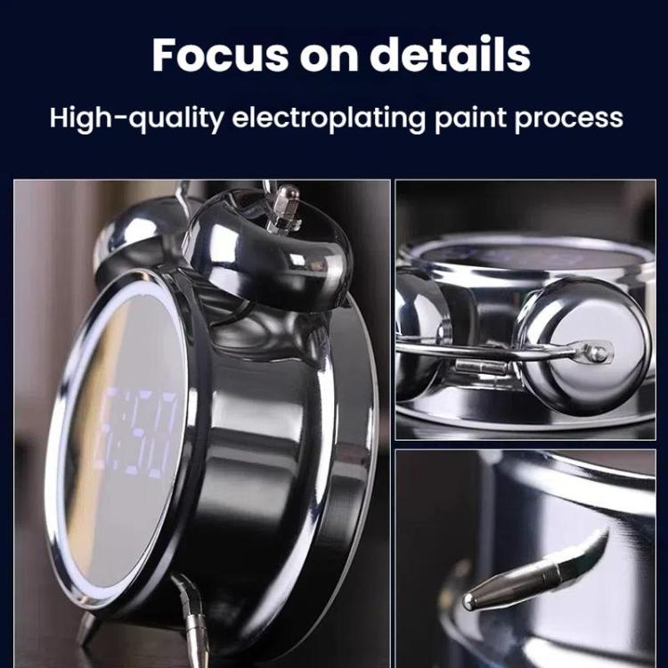 12/24H LED Screen Alarm Clock Loud Metal Clock With Night Light Plug-In Children Clock(Black) - free shipping - PMC TechLife - Order now!