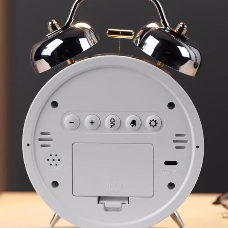 12/24H LED Screen Alarm Clock Loud Metal Clock With Night Light Plug-In Children Clock(Silver) - free shipping - PMC TechLife - Order now!